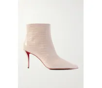 Miss Z 80 Croc-effect Leather Ankle Boots - Cream