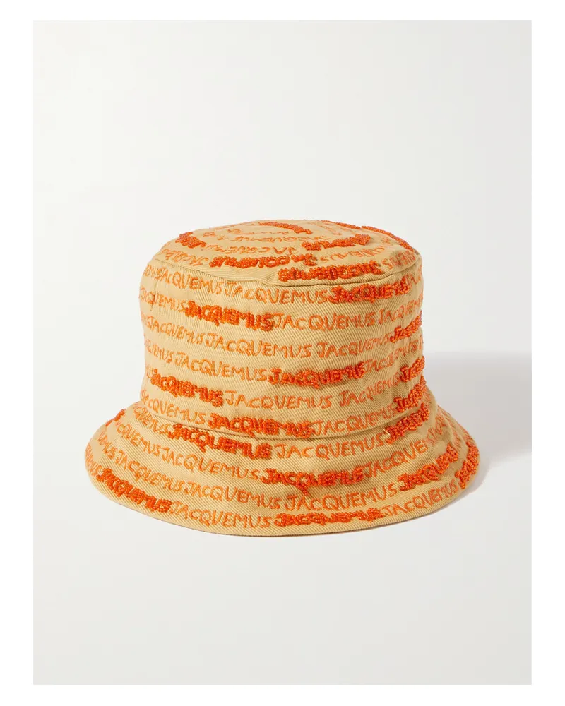 Jacquemus Bordado Fischerhut Aus Besticktem Baumwoll-twill - Neutral Neutral
