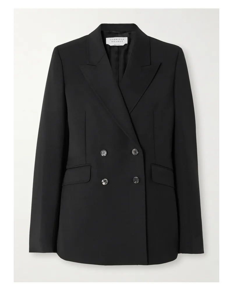 Gabriela Hearst Angela Double-breasted Wool-crepe Blazer - Black Black