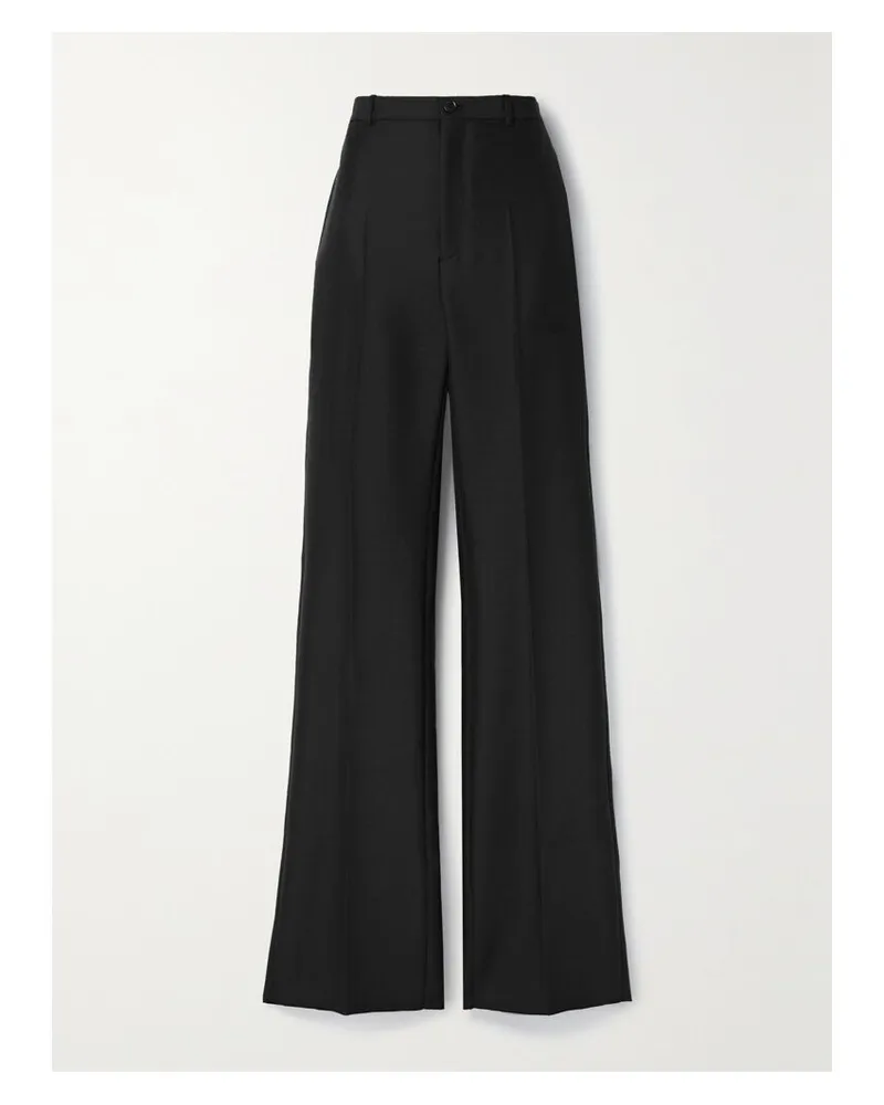 Balenciaga Hose Mit Weitem Bein Aus Einer Woll-mohairmischung - Schwarz Schwarz