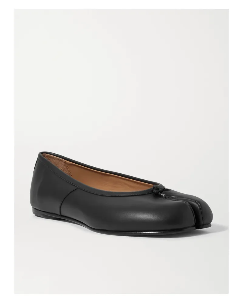 Maison Margiela Tabi Split-toe Leather Ballet Flats - Black Black