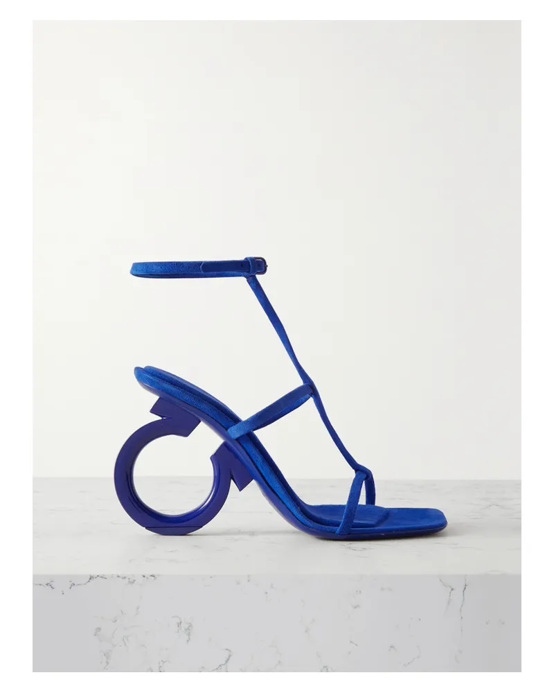 Ferragamo Elina X5 Sandalen Aus Veloursleder - Blau Blau