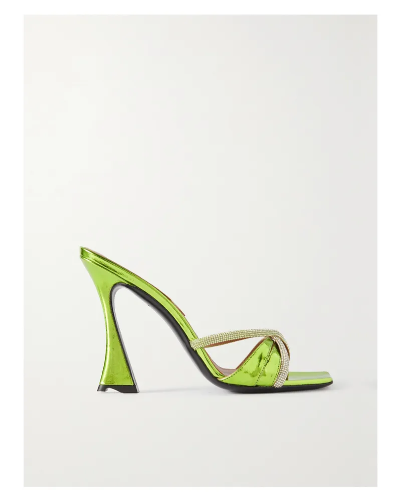 D’Accori Lust Mules Aus Changierendem Leder Mit Kristallen - Grün Grün