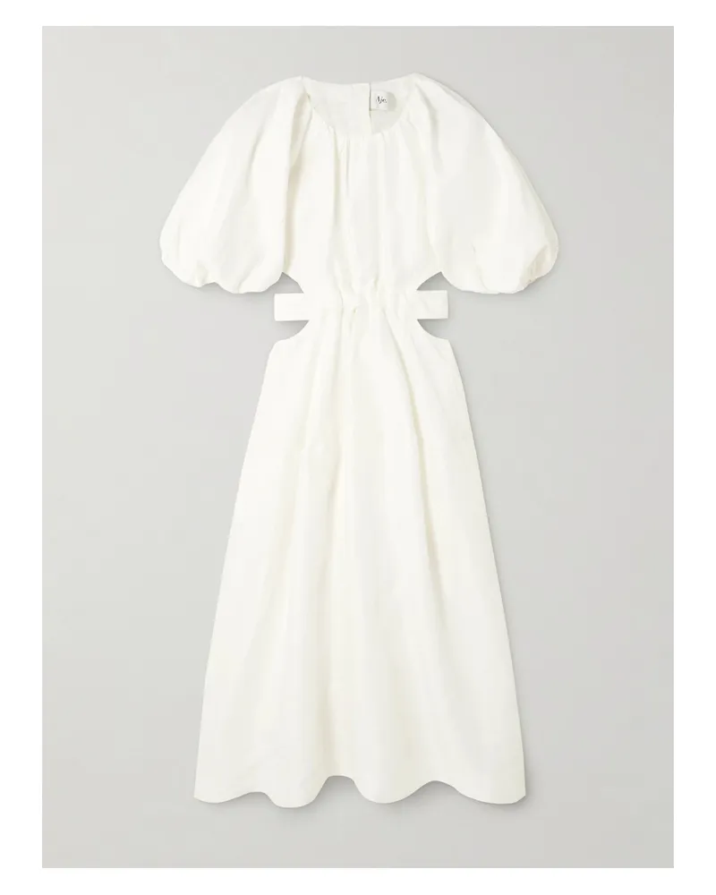 Aje. Mimosa Midikleid Aus Einer Leinenmischung Mit Cut-outs Und Raffungen - Wollweiß Wollweiß
