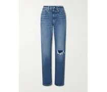 Distressed Straight-leg Jeans - Blue