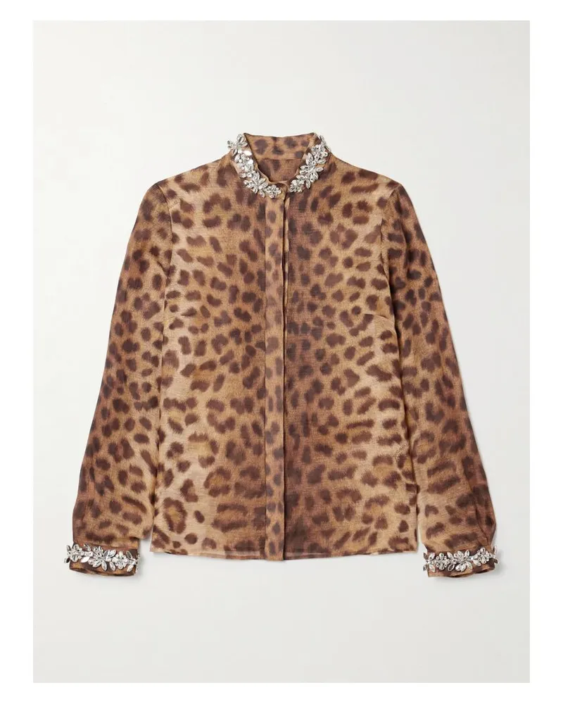 Zimmermann Crush Hemd Aus Organza Aus Einer Leinen-seidenmischung Mit Leopardenprint - Animal-Print Animal-print