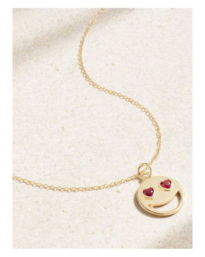 Alison Lou Lover Kette Aus 14 Karat Gold Mit Synthetischen Rubinen Gold