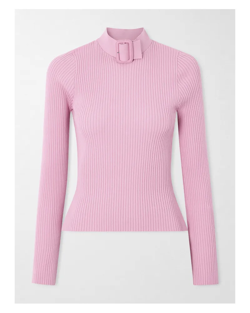 Courrèges Buckled Ribbed-knit Top - Pink Pink