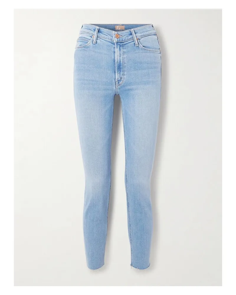 Mother The Dazzler Ankle Halbhohe Jeans Mit Schmalem Bein Und Fransen - Blau Blau