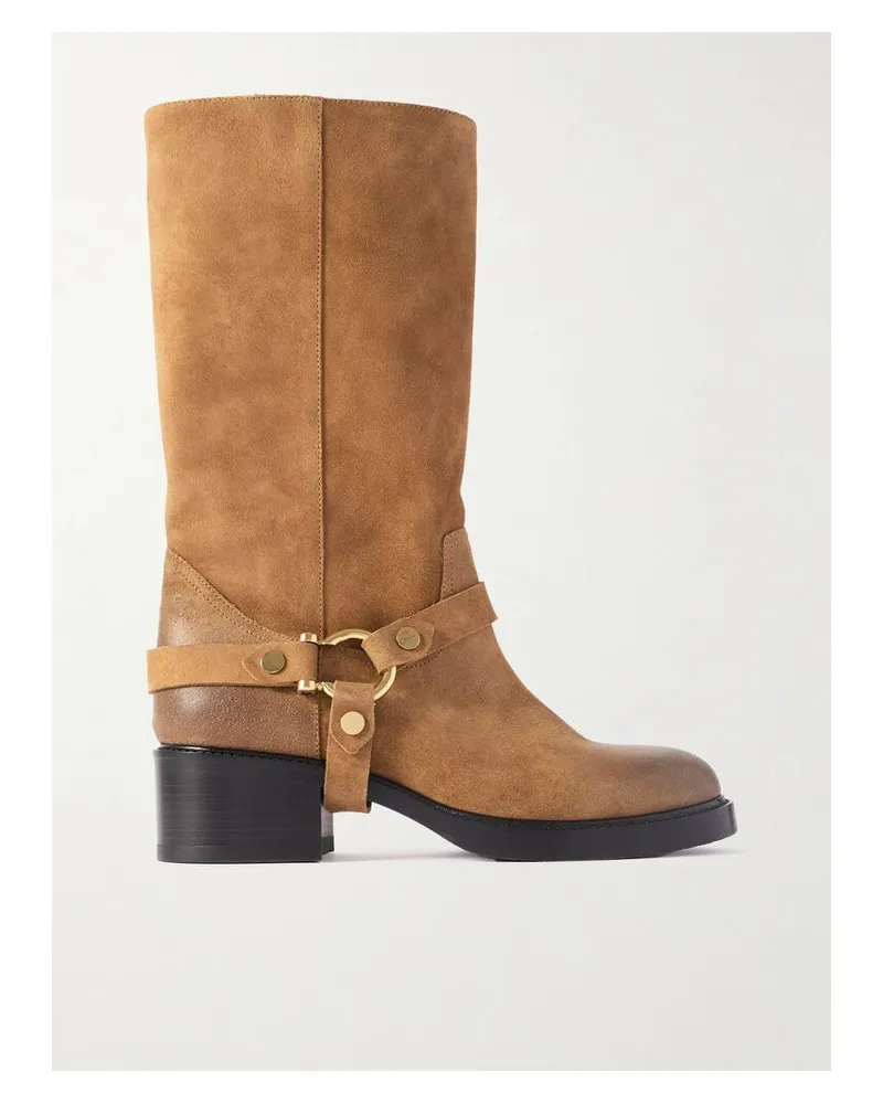 Chloé Dakota Stiefel Aus Veloursleder Mit Schnalle - Braun Braun