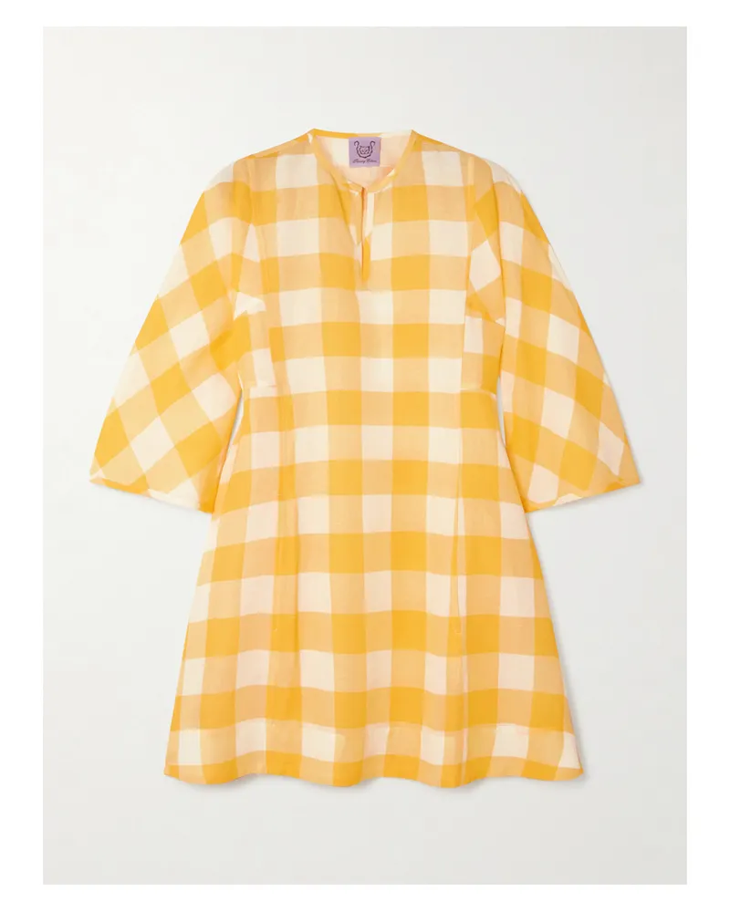 Thierry Colson Rachel Minikleid Aus Einer Leinen-baumwollmischung Mit Gingham-karo - Gelb Gelb