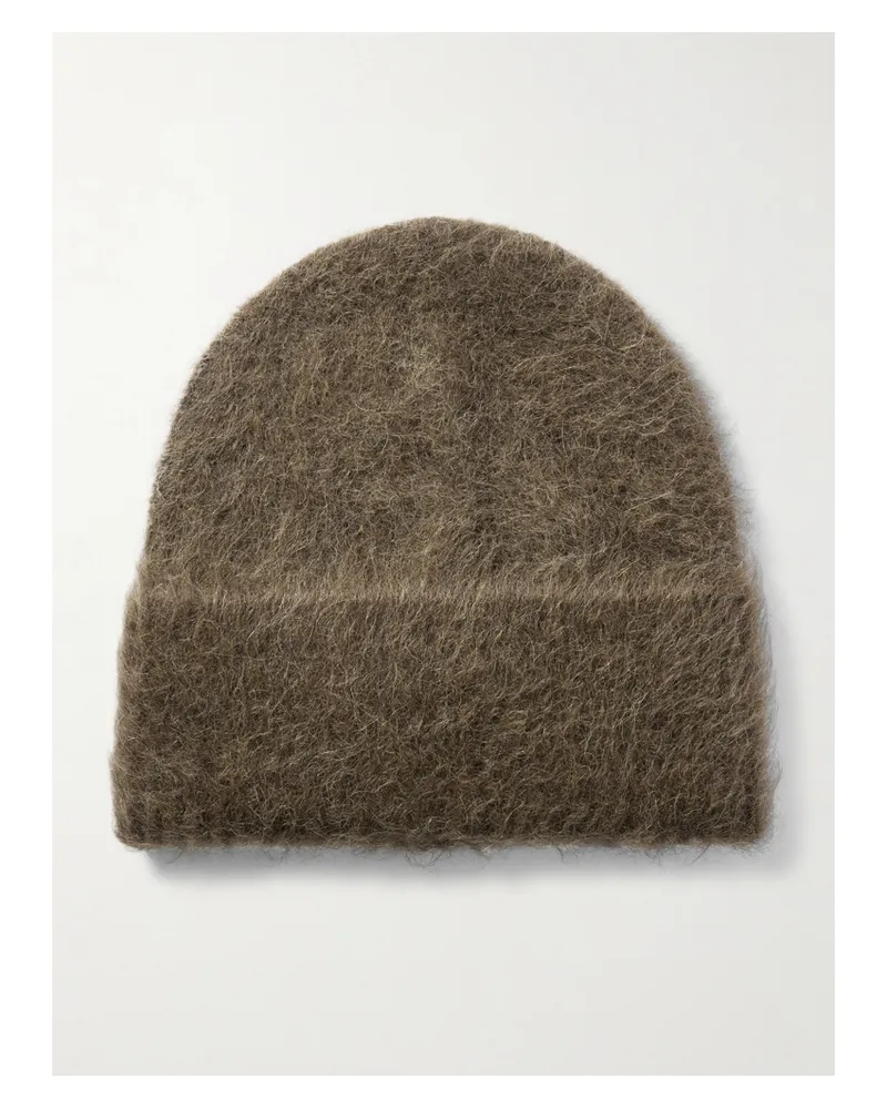 Totême Beanie Aus Einer Gebürsteten Alpakawollmischung - Grün Grün