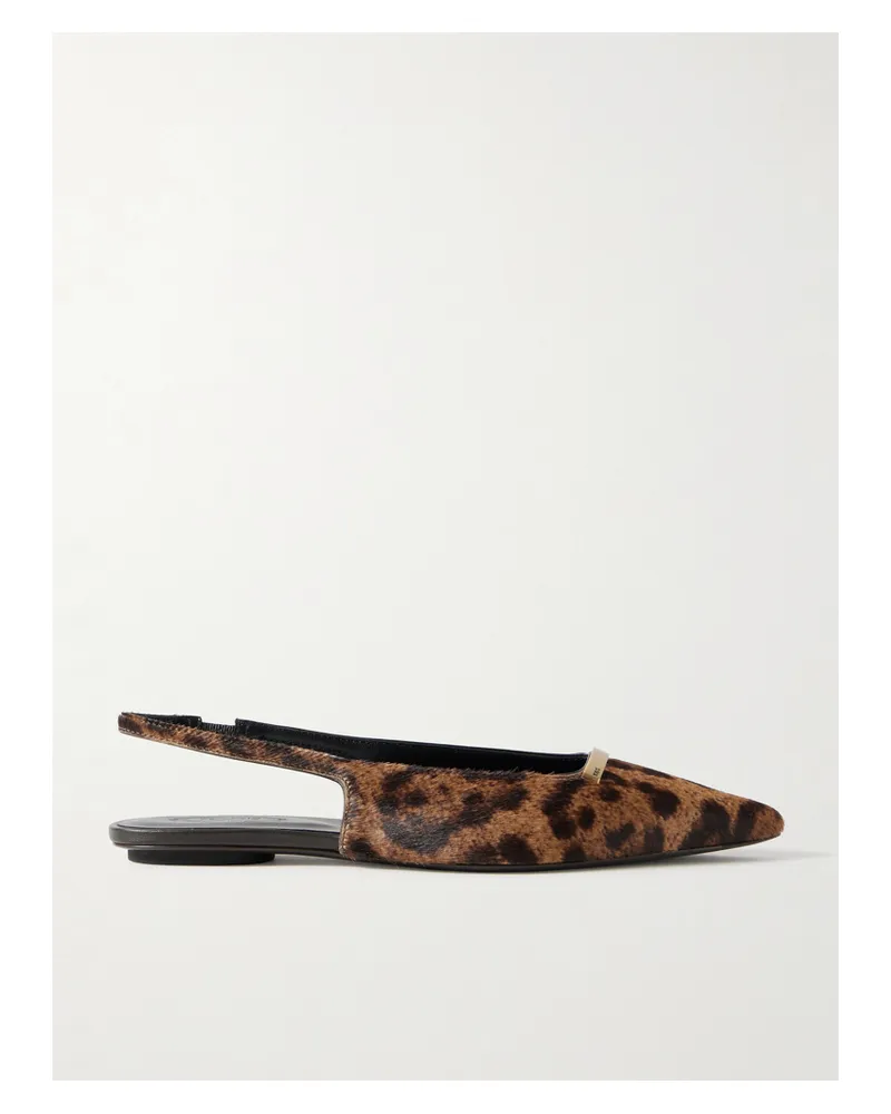 TOD'S Flache Slingback-schuhe Aus Kalbshaar Mit Leopardenprint Und Verzierung - Animal-Print Animal-print
