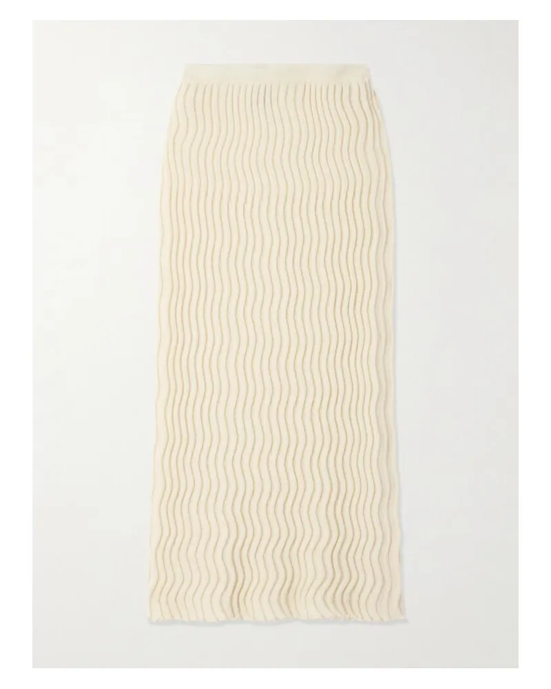 Bottega Veneta Maxirock Aus Gerippter Wolle - Creme Creme