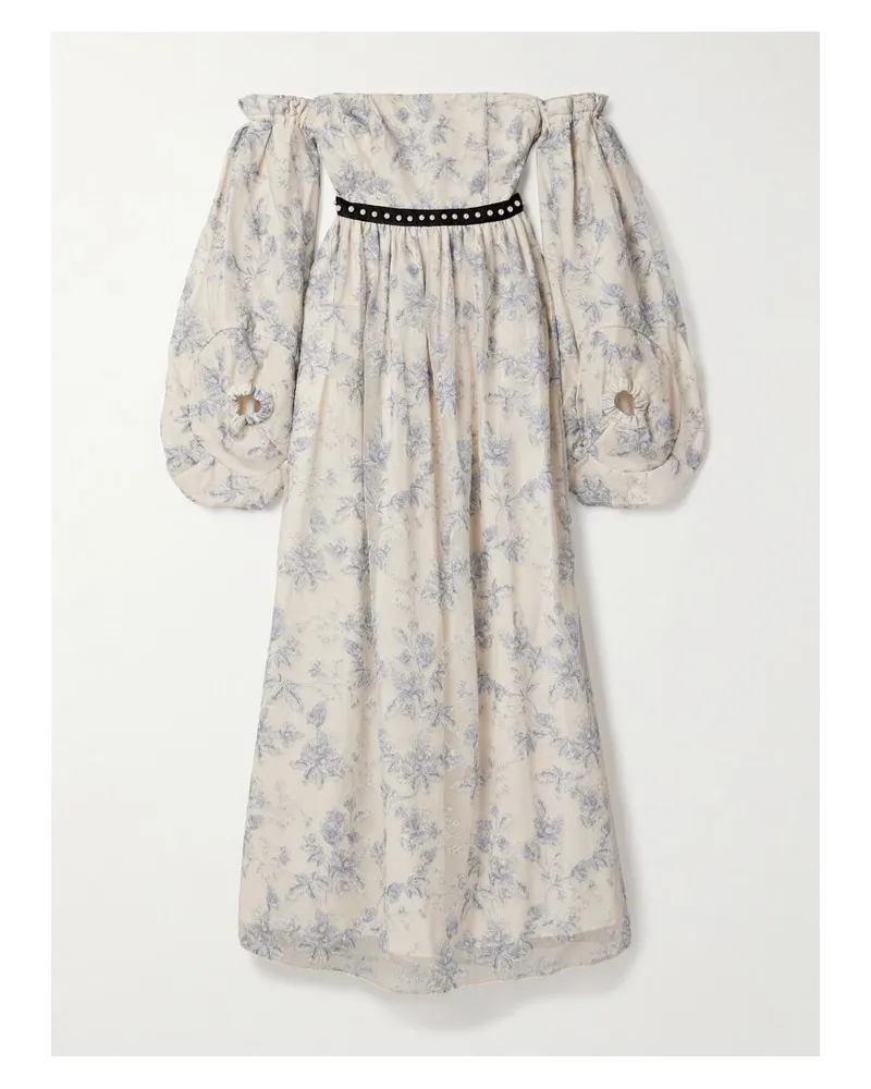 AGUA BENDITA Alheli Bougainvillea Schulterfreies Midikleid Aus Tüll Mit Verzierungen - Neutral Neutral