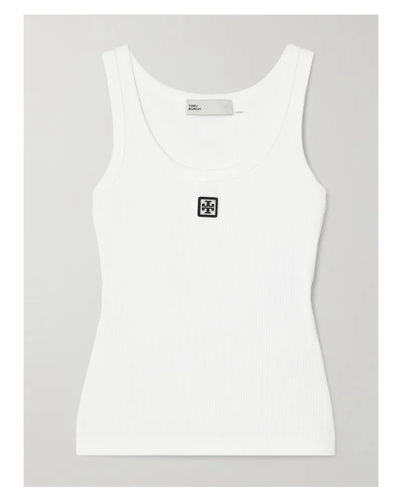 Tory Burch Tanktop Aus Geripptem Baumwoll-jersey Mit Applikation - Weiß Weiß