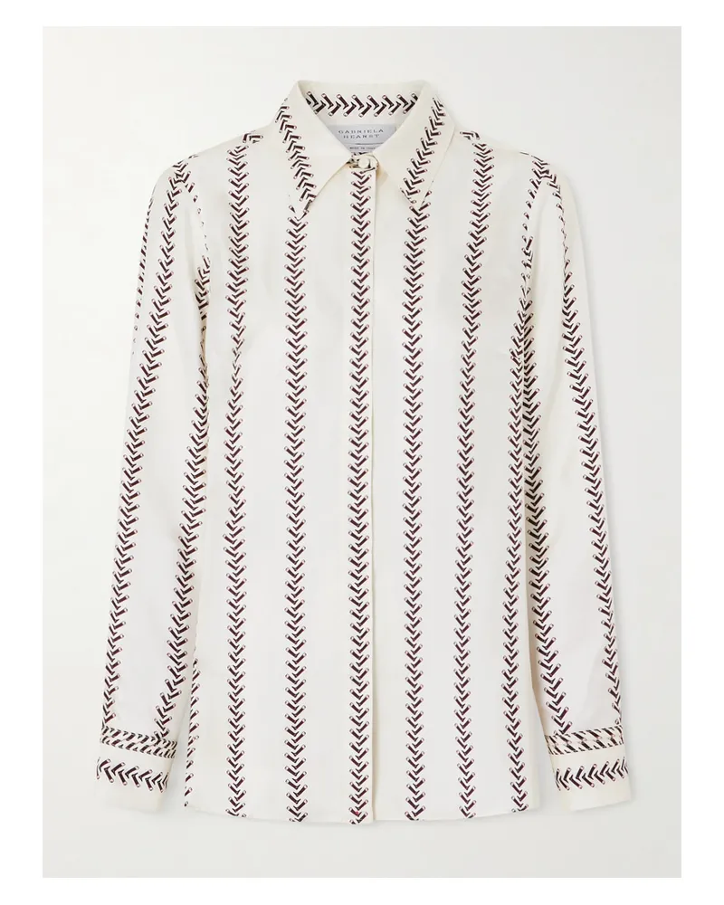 Gabriela Hearst Cruz Hemd Aus Bedrucktem Seidensatin - Elfenbein Elfenbein