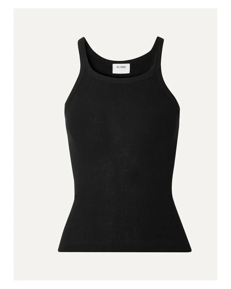 RE/DONE Tanktop Aus Geripptem Baumwoll-jersey - Schwarz Schwarz