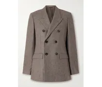 Doppelreihiger Blazer Aus Twill Aus Einer Woll-kaschmirmischung - Braun