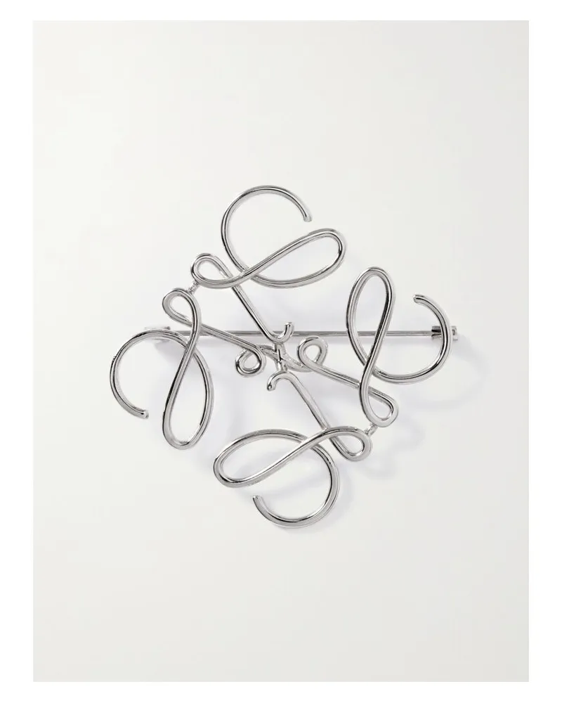 Loewe Silberfarbene Brosche Silber