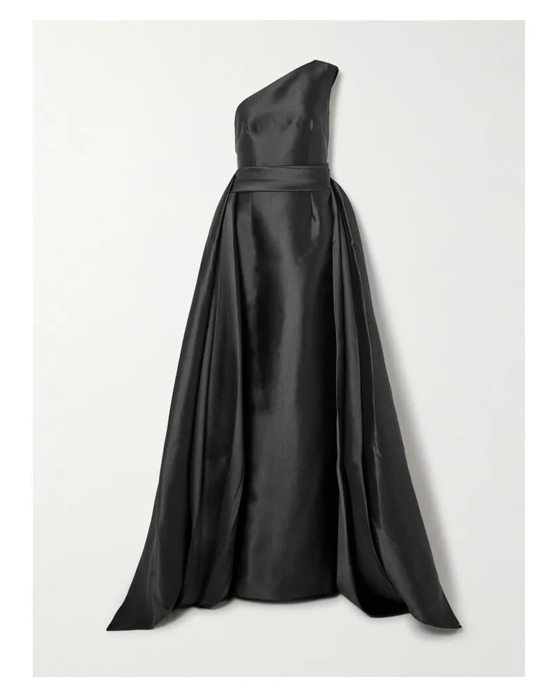 Solace London The Charo Asymmetrische Robe Aus Glänzendem Twill - Schwarz Schwarz
