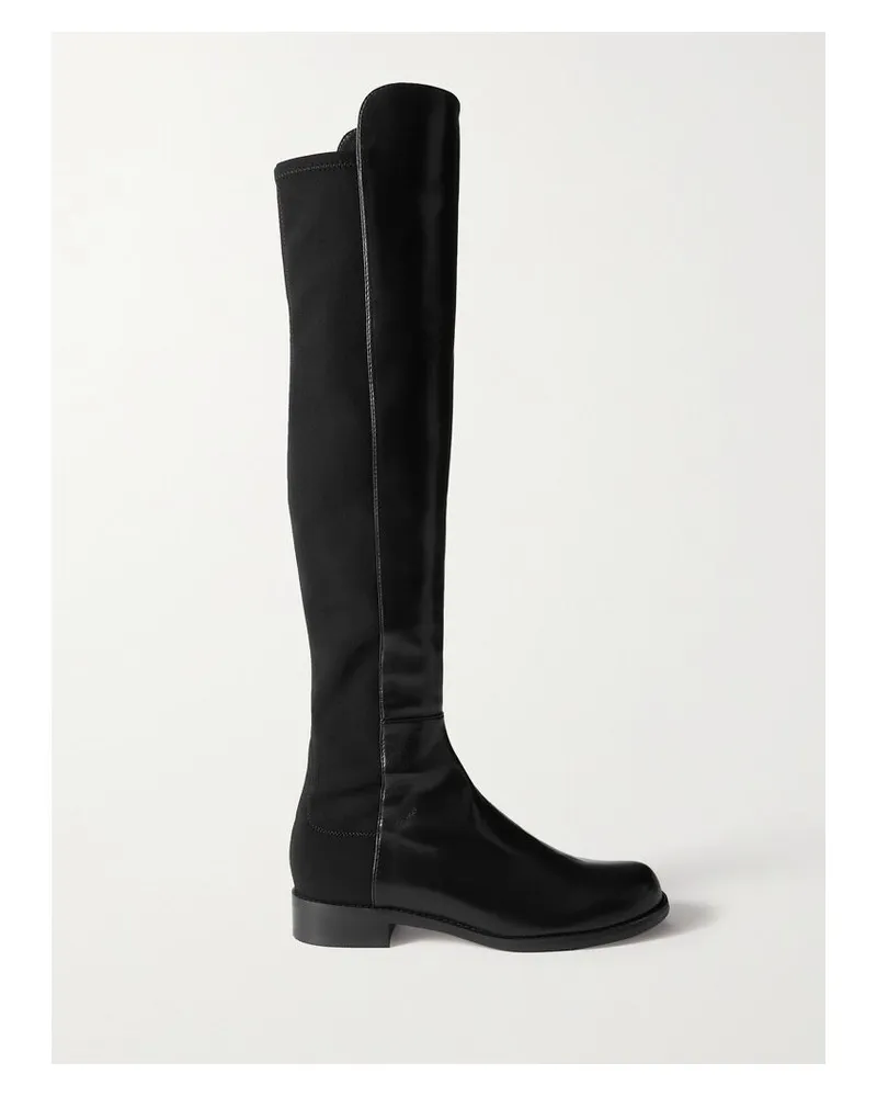 Stuart Weitzman 5050 Lift Overknees Aus Leder Und Stretch-material - Schwarz Schwarz