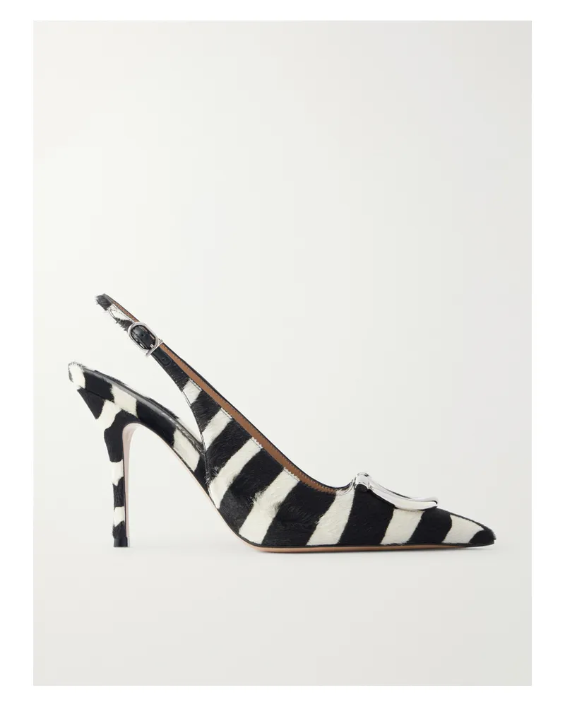 Ferragamo Sara Slingback-pumps Aus Kalbshaar Mit Zebraprint Und Verzierung - Animal-Print Animal-print