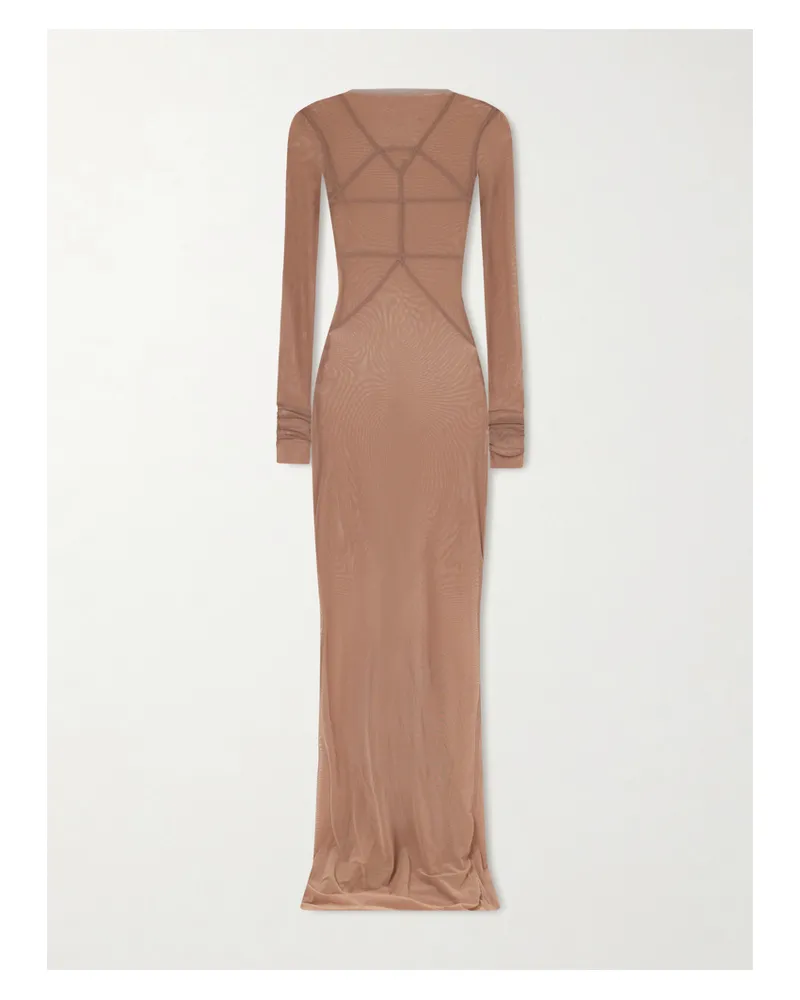 Rick Owens Temple Stretch-mesh Gown - Neutrals Neutrals