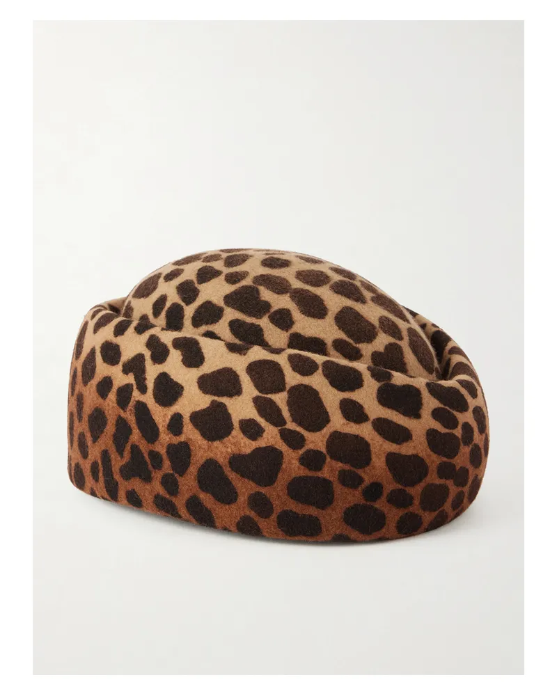 Gigi Burris Preslyn Leopard-print Wool-felt Cap - Animal print Animal