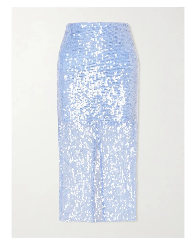 Veronica Beard Allora Sequined Chiffon Midi Skirt - Blue Blue