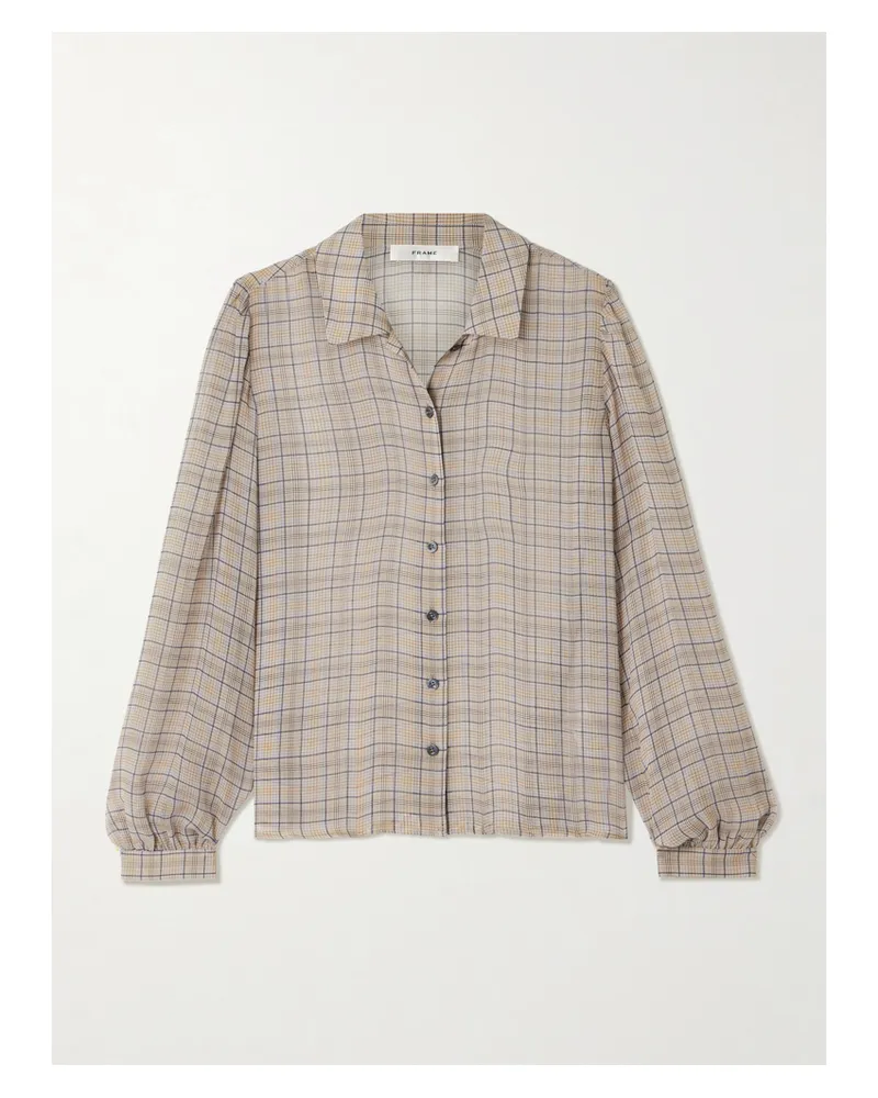 Frame Denim The Plaid Staple Hemd Aus Kariertem Seidenchiffon Mit Raffungen - Neutral Neutral