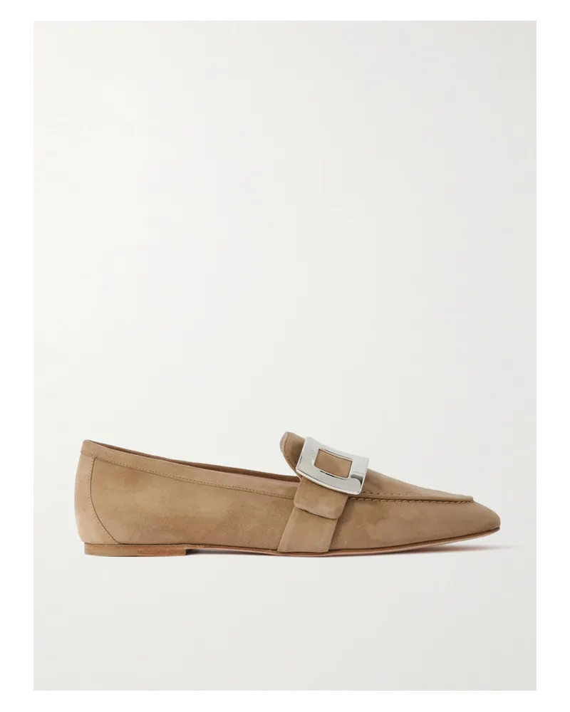 Roger Vivier Buckled Suede Loafers - Neutrals Neutrals