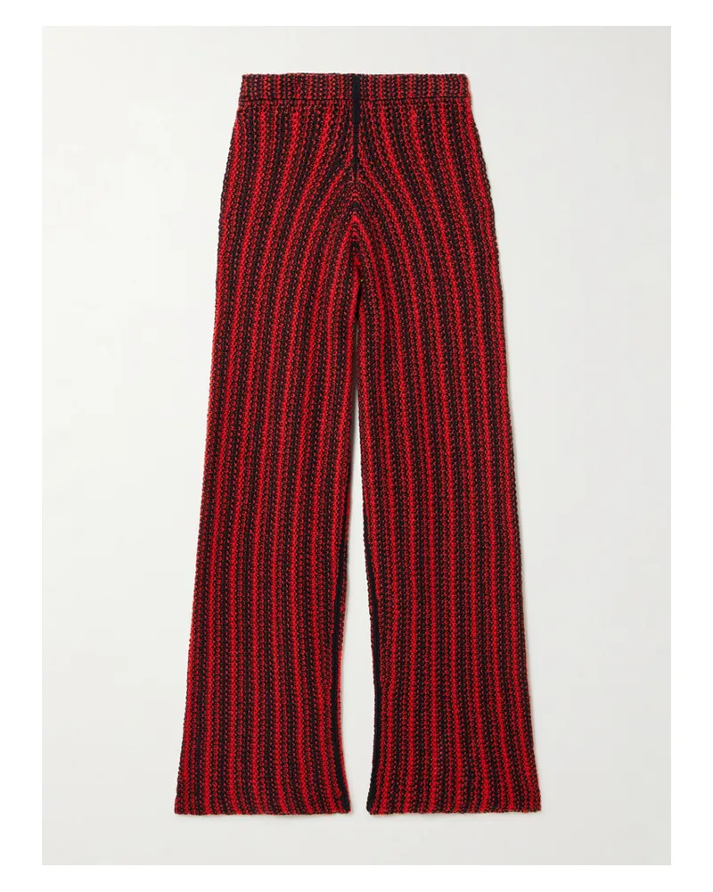 The Elder Statesman Nora Lite Hose Mit Weitem Bein Aus Baumwolle In Lochstrick - Rot Rot