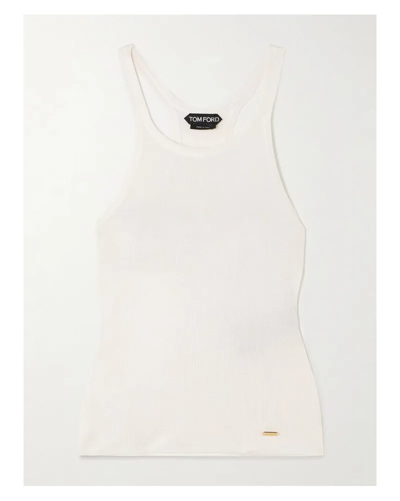 Tom Ford Tanktop Aus Seide In Waffelstrick - Wollweiß Wollweiß