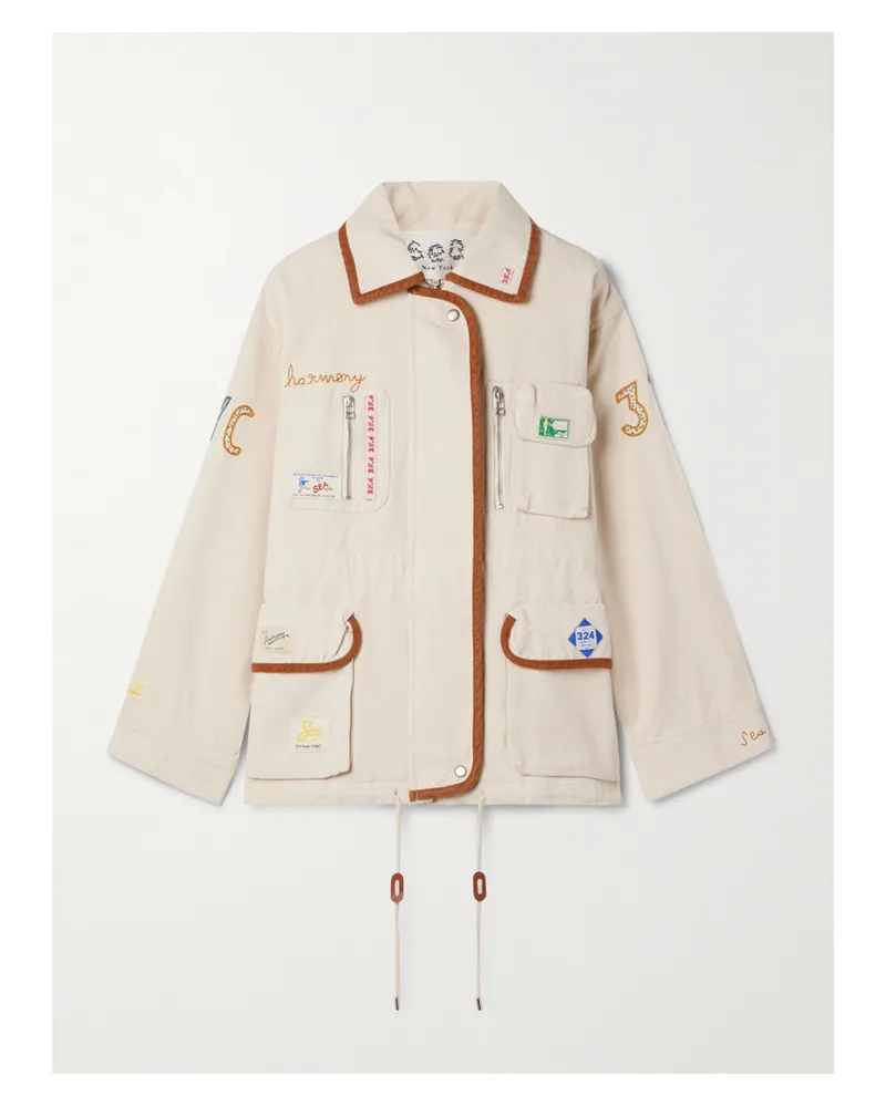 Sea Carolyn Jacke Aus Baumwoll-canvas Mit Applikationen Und Stickereien - Creme Creme