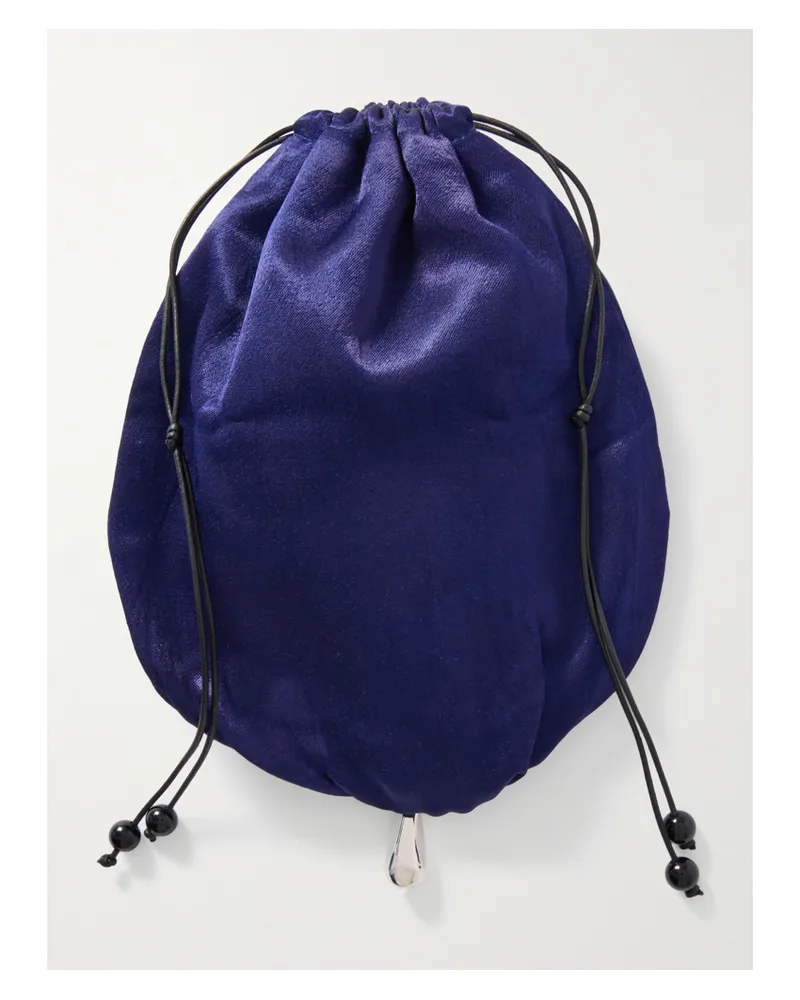 Sophie Buhai Teardrop Embellished Satin Drawstring Pouch - Blue Blue