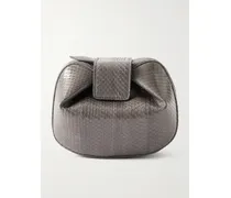 Soft Demi Snake-effect Leather Clutch - Gray