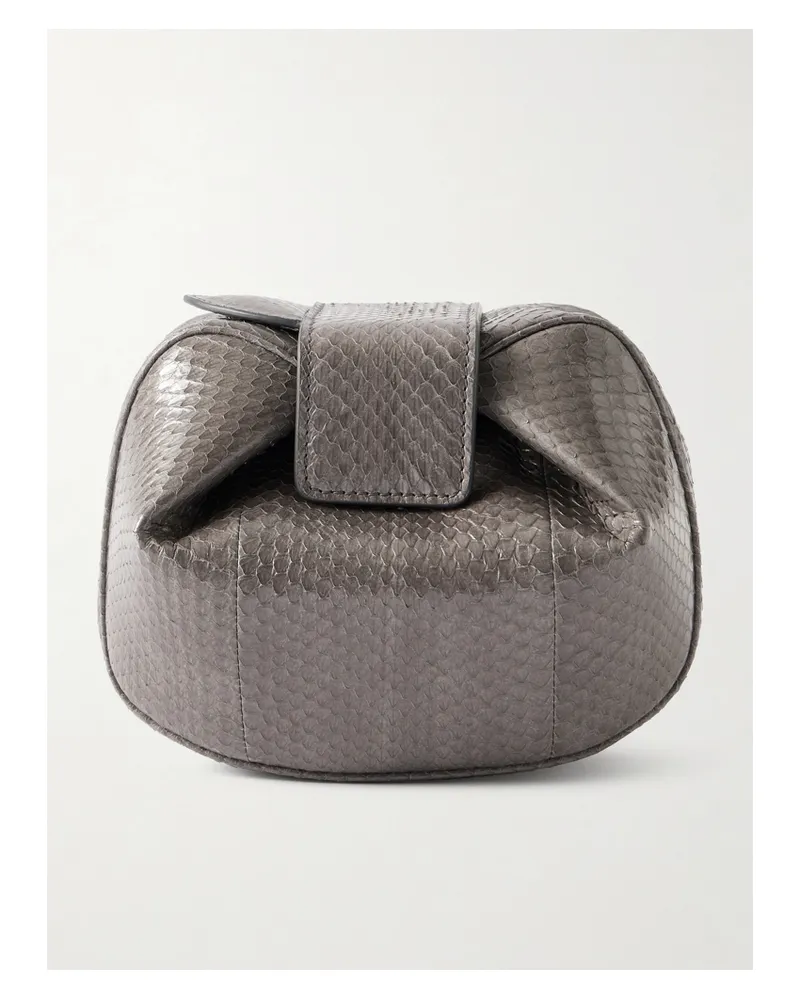 Gabriela Hearst Soft Demi Snake-effect Leather Clutch - Gray Gray