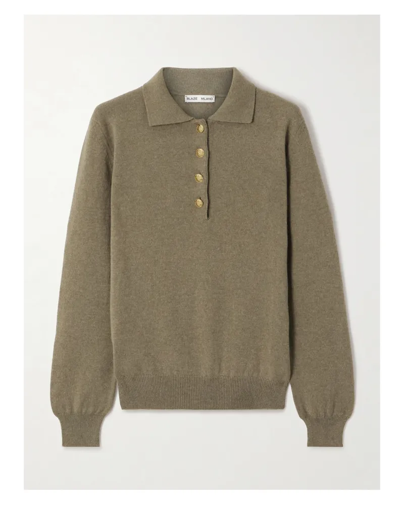 Blazé Milano Highland Pullover Aus Einer Woll-kaschmirmischung Mit Polokragen - Neutral Neutral