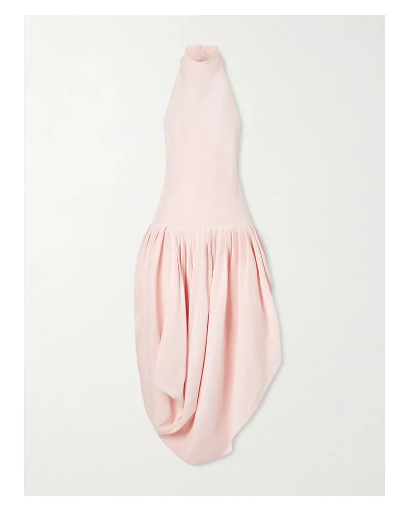 Magda Butrym Pleated Draped Silk Halterneck Midi Dress - Pink Pink