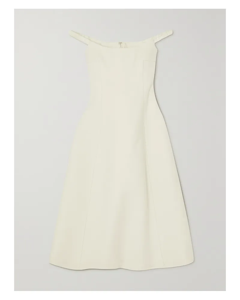 KHAITE Uma Schulterfreies Midikleid Aus Einer Melton-wollmischung - Creme Creme