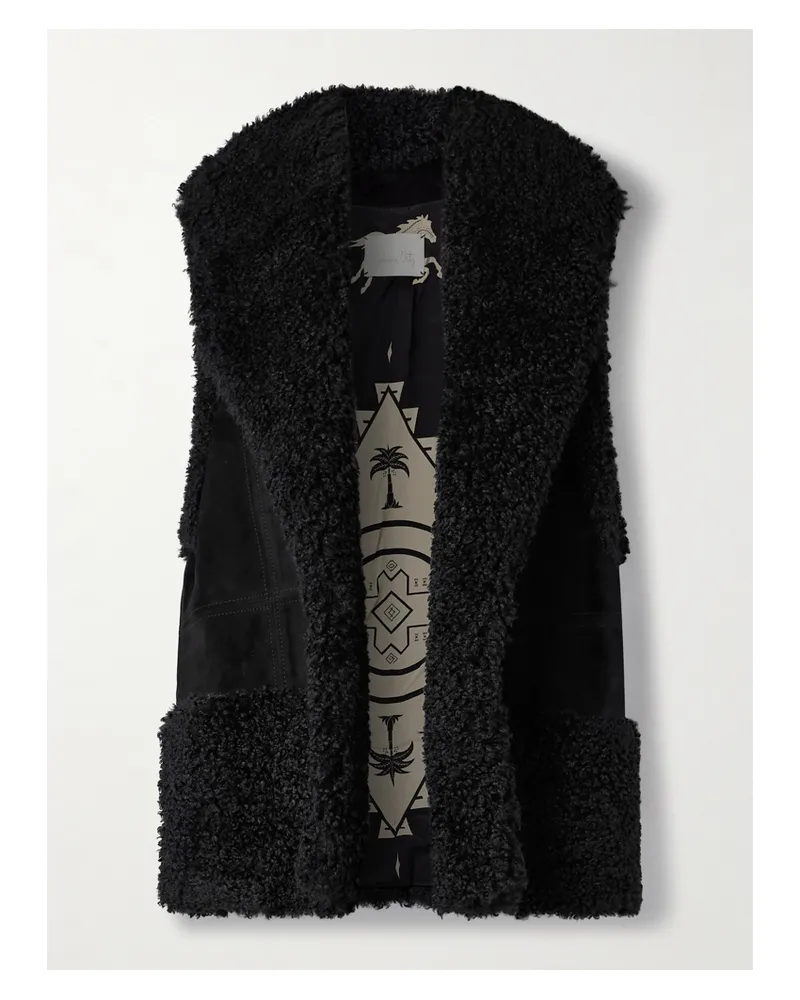 Johanna Ortiz Salty Air Weste Aus Veloursleder Und Recyceltem Fleece - Schwarz Schwarz