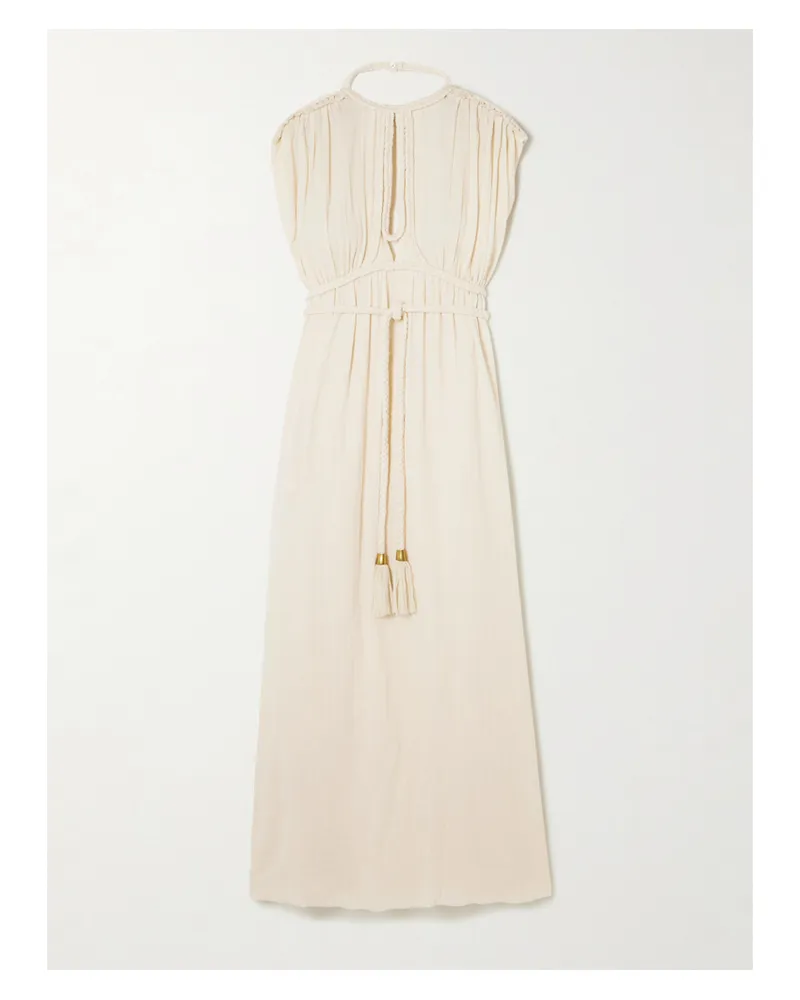 Isabel Marant Joya Maxikleid Aus Baumwollgaze Mit Raffungen Und Flechtdetails - Neutral Neutral