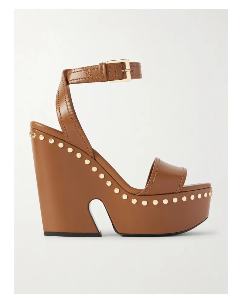 Givenchy Studded Leather Platform Sandals - Brown Brown
