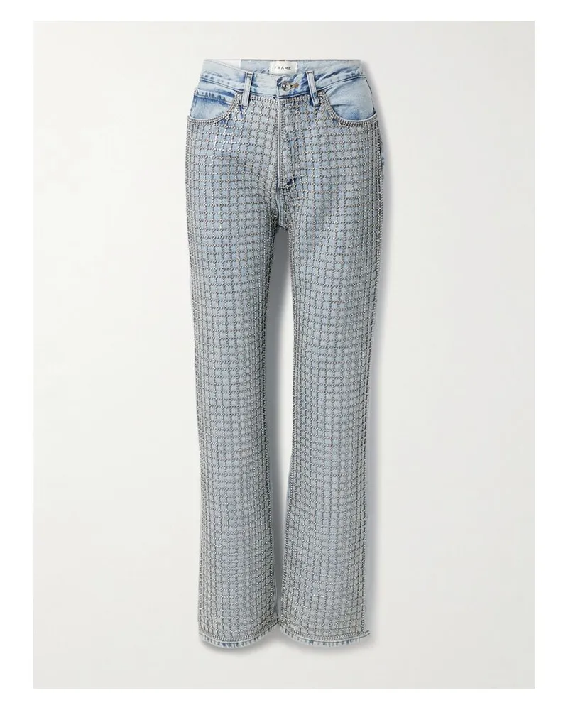 Frame Denim The Showgirl Hoch Sitzende Jeans Mit Geradem Bein Und Kristallen - Blau Blau