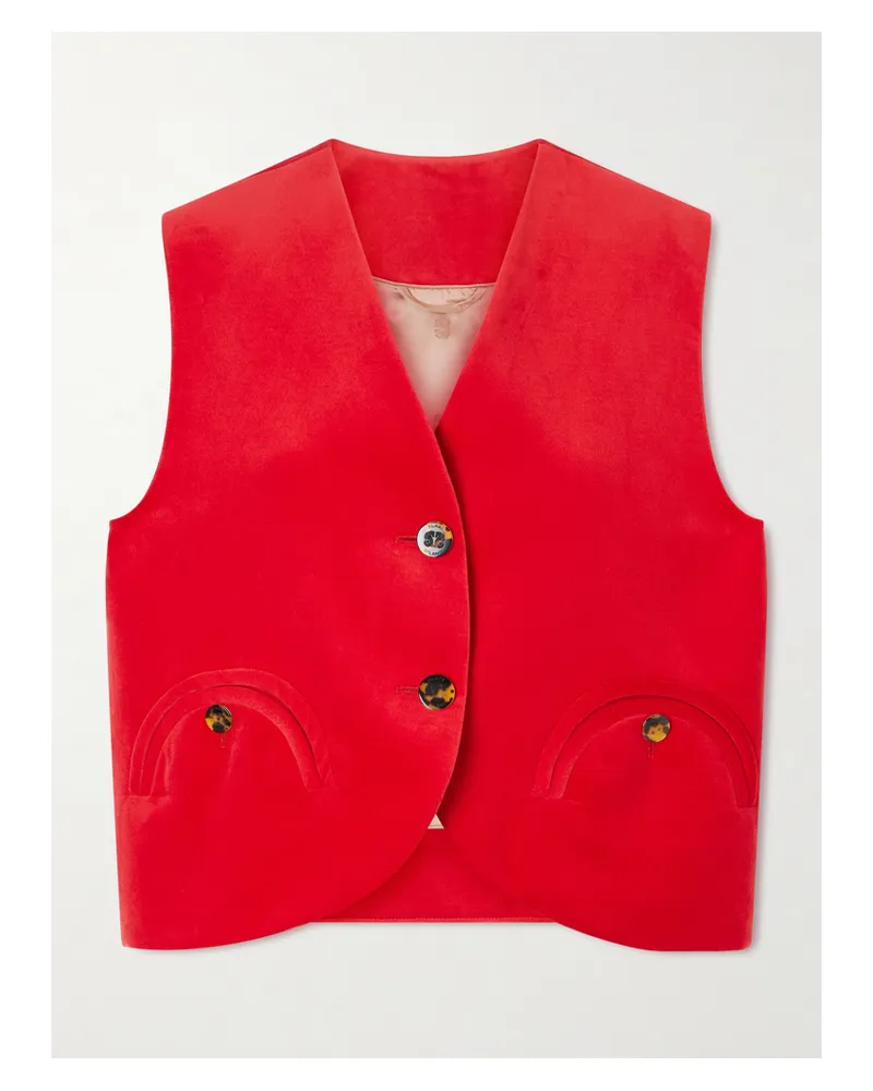 Blazé Milano Jealousy Gliss Cotton And Linen-velvet Vest - Red Red