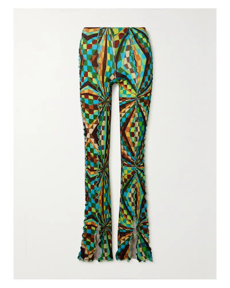 SIEDRES Mult Bedruckte Schlaghose Aus Stretch-jersey - Grün Grün