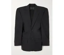 Oversized-blazer Aus Wolle Mit Nadelstreifen - Grau