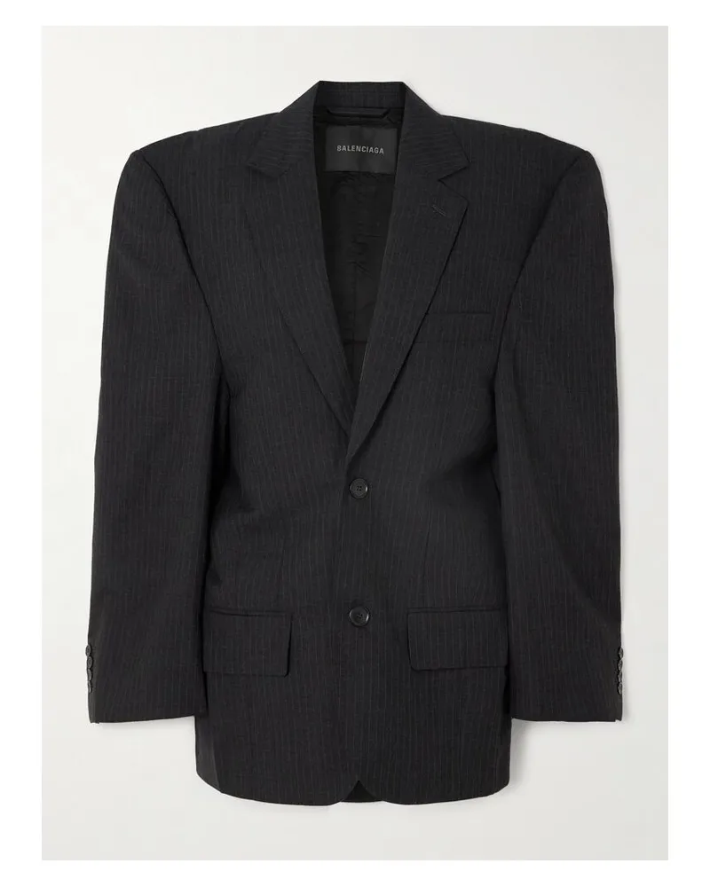 Balenciaga Oversized-blazer Aus Wolle Mit Nadelstreifen - Grau Grau