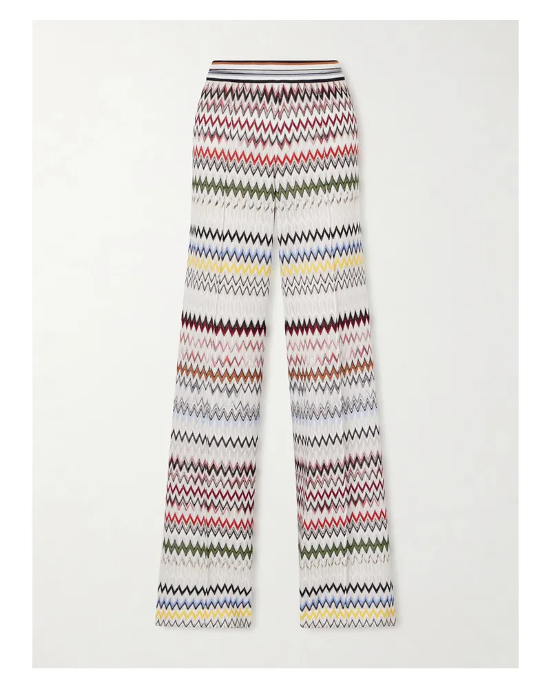 Missoni Striped Crochet-knit Wide-leg Pants - White White
